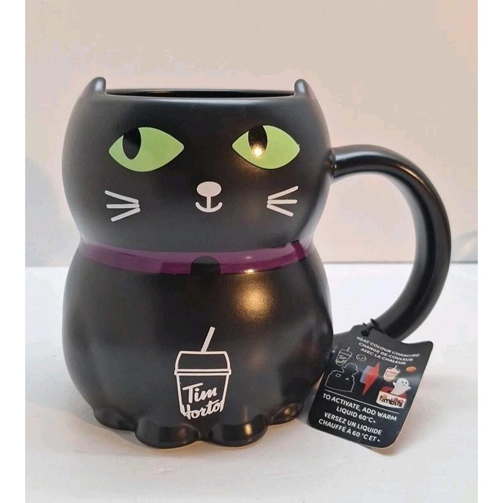 Tim Hortons Halloween Black Cat Mug Heat Change 2025